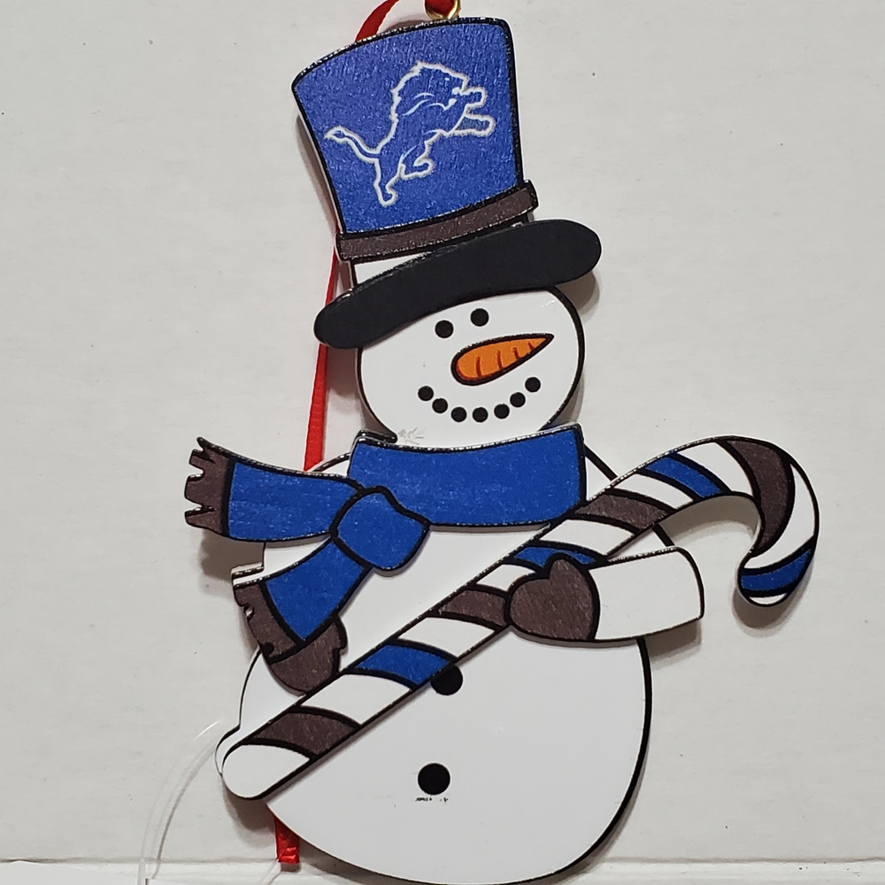 Detroit Lions NFL  Snowman Christmas Tree Ornament in Honolulu  Blue and White